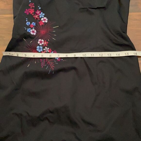 Vintage Y2K Express Black Strapless Floral Embroidered Dress 2000’s Feminine - Picture 5 of 9